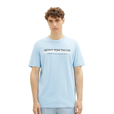 Abbildung von TOM Tailor Denim Tshirt print, Herren, Größe: Small, Washed out middle blue