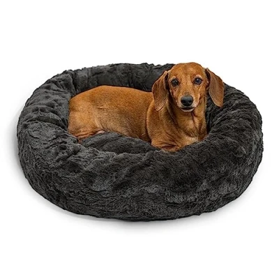 Abbildung von Best Friends by Sheri The Original Calming Donut Lux Beruhigendes Haustierbett Kunstfell Nerzgrau S 58 x cm