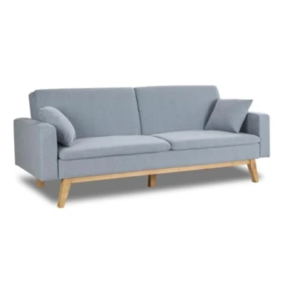 Abbildung von Don Descanso, Reine 3 Sitzer Schlafsofa, Stoffpolsterung, Farbe Blau, Buch oder Clic Clac Öffnungssystem, Sofagröße: 201 x 73 79 cm, Bettgröße: 99 42 inklusive 2 Kissen