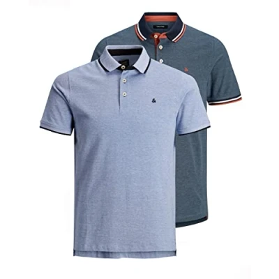 Abbildung von JACK &amp; JONES Herren JJEPAULOS Polo SS 2 Pack MP NOOS, 1x Bright Cobalt/ Denim Blue, L