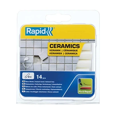Abbildung von Rapid Heißklebesticks für Keramik, 14 Klebesticks 94mm Länge, Spezialkleber, Heißkleber Heißklebepistole 11mm, 12mm