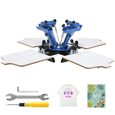 Abbildung von VEVOR Siebdruckpresse T Shirt Siebdruckmaschine 1 Farben + 4 Stationen, Shirtpresse, Hitzepresse Transferpresse DIY Ausrüstung Drucker, Textildruck Kleidung, Kissenbezüge, Gepäckstücke usw.