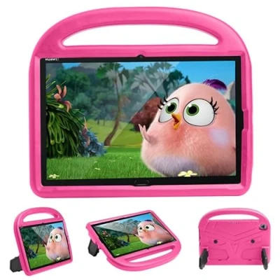 Abbildung von Kinderhülle für Huawei Mediapad M6 2019/M5 10,8 Zoll, Tablet Hülle kinderfreundlich, leicht, Griff mit Ständer, weicher EVA Schaum, stoßfeste Schutzhülle, Rose
