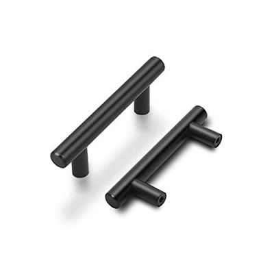 Abbildung von goldenwarm 15 Stück Möbelgriffe 64mm Schwarz Küchenschrank Türgriffe Schrank ziehen LS201BK64 T Stangengriff Hohle Edelstahl Relinggriff Inklusive Schrauben