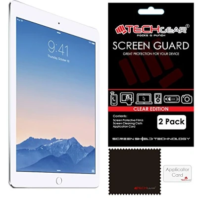 Abbildung von TECHGEAR [2 Stück Displayschutz für iPad Pro 9,7 Ultra Klare Schutzfolie mit Reinigungstuch + Applikationskarte