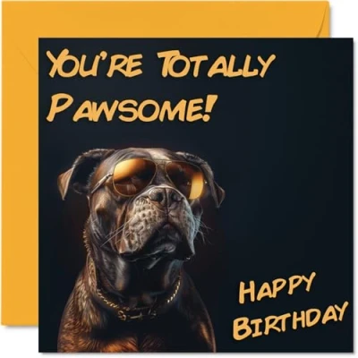 Abbildung von Lustige Geburtstagskarten für Damen und Herren, coole Hunde Sonnenbrille, Happy Birthday Karte Mama, Vater, Bruder, Schwester, Onkel, Tante, Cousin, Großvater, Nanny, Freund, 145 mm x mm,