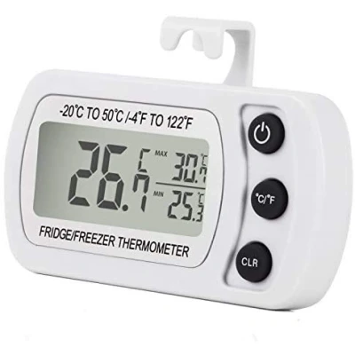 Abbildung von Kühlschrank Thermometer, wasserdicht, für und Gefrierschrank, Temperatur Überwachung, leicht abzulesen, LCD Display mit Haken