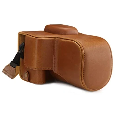 Abbildung von MegaGear MG1609 Canon EOS 2000D (18 55mm) Ever Ready Leder Kamera Case mit Trageriemen Hellbraun