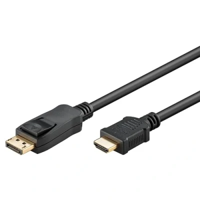 Abbildung von goobay DisplayPort 1.2 auf HDMI 1.4 Adapterkabel, 3 m, max. 4K (30 Hz), Plug &amp; Play, vergoldete Kontakte, Aluminium Schirmung, für TV, PC, Laptop, Projektor, Monitor, schwarz 64837