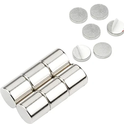 Abbildung von vasalat Scheibenmagnet rund, Magnet mit Metallscheibe selbstklebend, Rundmagnet ø 8mm, Neodym vernickelt 12 teilig