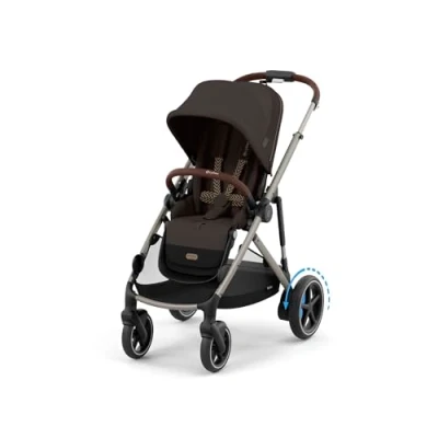 Abbildung von CYBEX Gold Kinderwagen E GAZELLE S, Ab Geburt bis ca. 4 Jahre, Max. 22 kg (Single Modus) / 2x (Duo Modus), All in 1 System mit Antrieb und 20+ Konfigurationen, Chocolate Brown