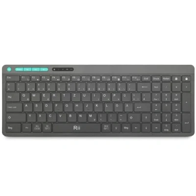 Abbildung von Rii Tastatur Kabellos, Bluetooth mit QWERTZ, Zifferntastatur, Kabellose ist Flach und Ultradünn, Dual Mode (2,4GHz + BT5,0)