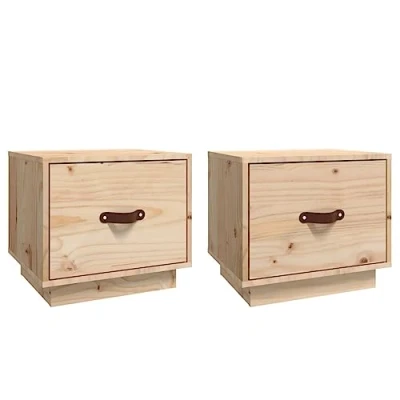 Abbildung von vidaXL 2X Nachttisch mit 1 Schublade Nachtschrank Nachtkonsole Nachtkommode Schlafzimmer Schrank Kommode Nachtkästchen 40x34x35cm Massivholz Kiefer