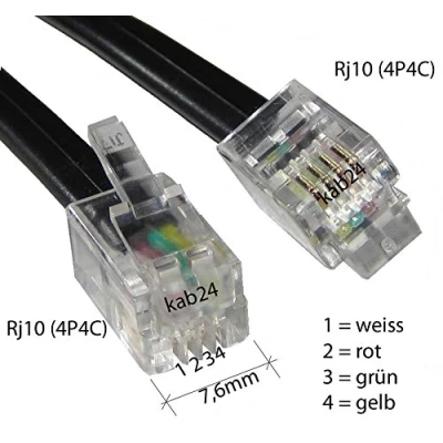 Abbildung von Kab24® Modularkabel RJ10 Stecker (4P4C) auf
