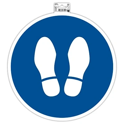 Abbildung von Exacompta 67024E Stehen bleiben Klebeschild Ø35cm Blau aus UV beständigem PVC Hinweisschild Schilder Warnhinweis Sticker Aufkleber Türschild