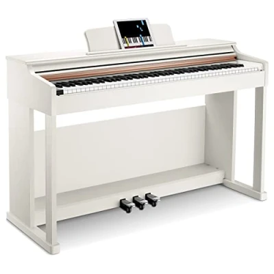 Abbildung von Donner Digial Piano 88 Key Weighted DDP 100, Action Digital Piano, Anfänger Keyboard Bundle mit Möbelständer, Netzadapter, Weiß