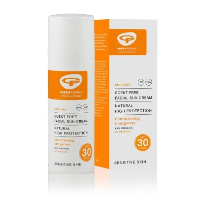 Abbildung von Green People Geruchfreie Sonnencreme für das Gesicht, LSF 30, 50ml Natürliche Bio mit 30 Ekzem freundlich, empfindliche Haut, bei Hitzebläschen