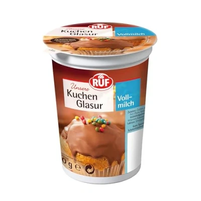 Abbildung von RUF Kuchen Glasur Vollmilch Schokolade, 500g im XXL Becher, mikrowellengeeignet, zum Glasieren &amp; Dekorieren von Plätzchen, Muffins Kuchen, glutenfrei