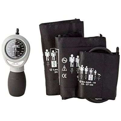 Abbildung von ADC Diagnostix Multikuf 731 Notfallmedizin Set mit 3 Manschetten, professionelles handgehaltenes Aneroid Blutdruckmessgerät, schwarz