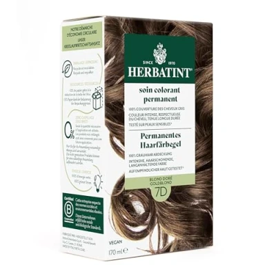 Abbildung von Herbatint Permanentes Haarfärbegel 7D Goldblond 170 ml I Ohne Ammoniak, optimale Grauhaarabdeckung Auf empfindlicher Haut getestet, mit 8 Pflanzenextrakten