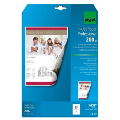 Abbildung von SIGEL IP681 InkJet Papier, A4, 25 Blatt, 2seitig spezialbeschichtet matt, hochweiß, beidseitig bedruckbar, 200 g