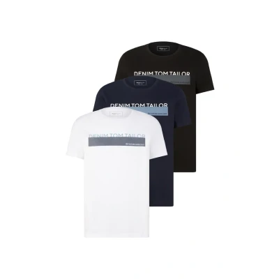Abbildung von TOM Tailor Denim 3 PACK Printed TEES Tshirt print, Herren, Größe: Medium, Black