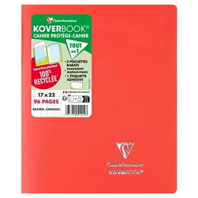 Abbildung von Clairefontaine 951414C Packung mit 10 Heften Koverbook 17x22 cm, 48 Blatt Französische Lineatur, 90g, Einband PP, blickdicht, Rot, 1 Pack