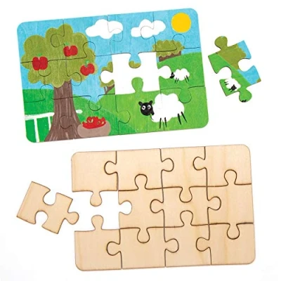 Abbildung von Baker Ross Puzzles aus Holz (8 Stück) Blanko Puzzleteile für Kinder zum Verzieren