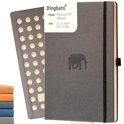 Abbildung von Dingbats* Tierwelt Notizbuch A4 Kariert Hardcover PU Leder Journal für Arbeit, Reisen Tasche, Elastischer Verschluss, Stifthalter, Lesezeichen