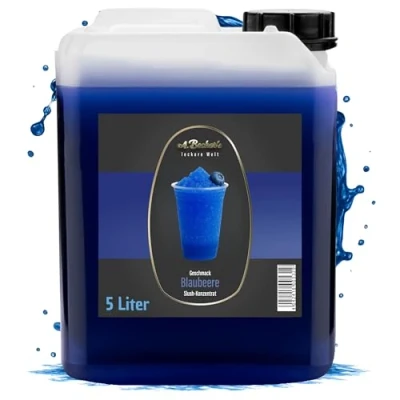 Abbildung von A. Becker&#039;s Slush Eis Sirup Ohne Azofarbstoffe 5L Blaubeere Vegan 1L Konzentrat ergibt 6L Getränkesirup für Zubereitung in Maschine und Mixer