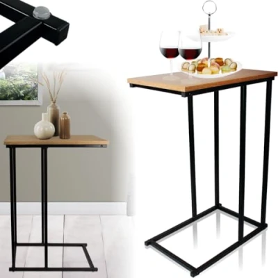 Abbildung von Beistelltisch Couchtisch Nachttisch Betttisch Sofatisch Laptoptisch Metallgestell Kaffeetisch (Natur)