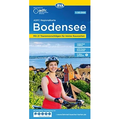 Abbildung von ADFC Regionalkarte Bodensee, 1:50.000, reiß und wetterfest, Mit kostenlosem GPS Download der Touren via BVA website oder Karten App: 21 ... Rauszeiten (ADFC 1:50.000)
