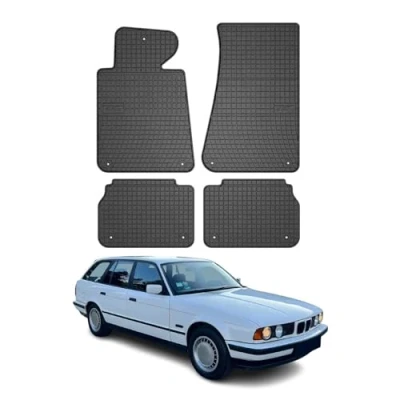 Abbildung von OMAC Gummi Fußmatten kompatibel mit BMW 5er Limo Touring E34 1988 1996 Schwarz 4tlg