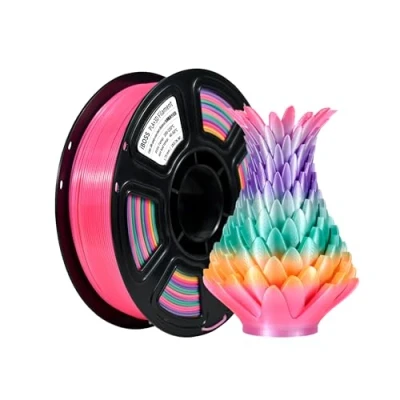 Abbildung von iBOSS Seide Süßigkeiten Regenbogen PLA+ Filament Hochgeschwindigkeits Mehrfarb 3D Filament, 1KG Drucker PLA PRO 1,75 mm +/ 0,02 Passen die meisten FDM