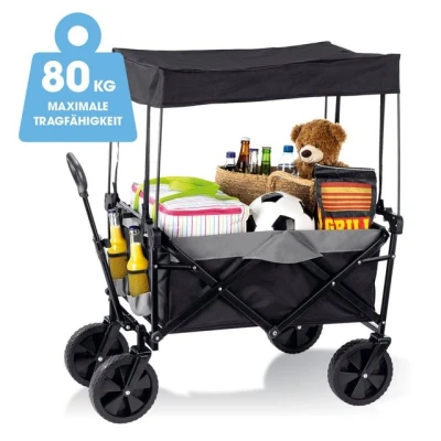 Abbildung von EASYmaxx Bollerwagen faltbar bis 80 kg, Handwagen Strand Picknick Transportwagen