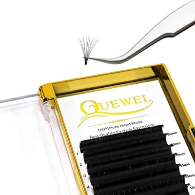 Abbildung von QUEWEL Selbstfächernde Wimpern Volumen 0.07 Stärke C Curl 13mm Volumenverlängerung Easy Fan Lashes Wimpernverlängerung für Volumentechnik Extensions (0.07 13mm)