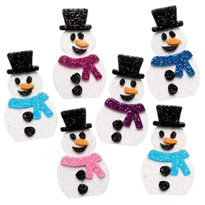 Abbildung von Baker Ross FE950 Glitzer Schneeman Schaumstoff Sticker 100 Stück, Moosgummi Aufkleber für Kinder zum Basteln, Gestalten und Dekorieren