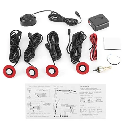 Abbildung von Auto Einparkhilfe Sensoren Set 12V 16,5 mm Parksensoren Eingebauter Backup Radarsensor Umkehralarm Kit Unterstützung mit dem Audio Summer Zusatzkit(Weiß)