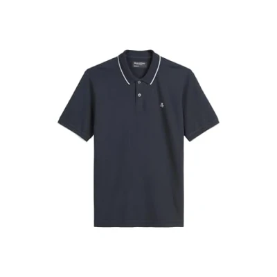 Abbildung von Marc O&#039;Polo Herren Kurzarm Poloshirt mit Stretch Anteil Regular Fit, Blau (Dark Navy), S