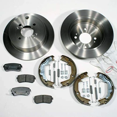 Abbildung von Autoparts Online Set 60015698 Bremsscheiben Bremsbeläge Handbremsbacken Zubehör für hinten die Hinterachse