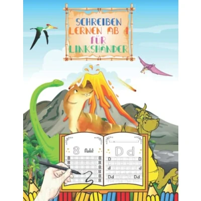 Abbildung von Schreiben Lernen ab 4 Für Linkshänder: Buchstaben Und Zahlen jahre Mit dino / Erste Groß Kleinbuchstaben Von A Bis Z ... Ausmalbuch kinder