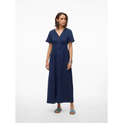 Abbildung von Vero Moda Natali Maxikleid, Damen, Größe: Small, Navy blazer
