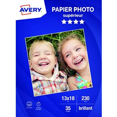 Abbildung von 35 Blatt Fotopapier, glänzend, 13 x 18 cm, Tintenstrahldruck, oben, 230 g/m²