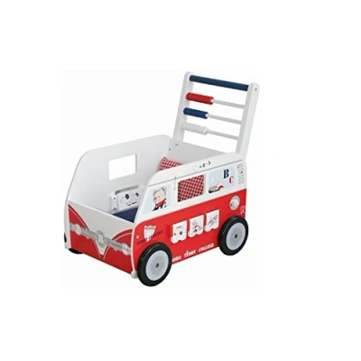 Abbildung von roba Teddybus aus Puppenmöbel Serie &#039;Teddy College&#039;, Puppenwagen weiss lackiert, Puppenzubehör inkl. Kissen, Decke und Spielfunktionen