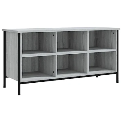 Abbildung von vidaXL Schuhregal, Schuhschrank mit Sitzfläche 6 Fächern, Schuhablage Stahlrahmen, Schuhbank Sitzbank Schuhaufbewahrung, Grau Sonoma 100x35x50cm Holzwerkstoff