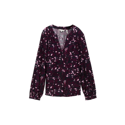 Abbildung von TOM Tailor Gemusterte Bluse, Damen, Größe: 38, Berry autumn floral design