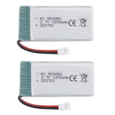 Abbildung von YUNIQUE GREEN CLEAN POWER Wiederaufladbare Lipo Batterie 3.7V 1200mAh für Drohnen Kompatibel mit Syma X5SC, X5SW, Wltoys, JJRC Flugzeit 15 Min, 54x29x9mm 27,4 gr, Silber