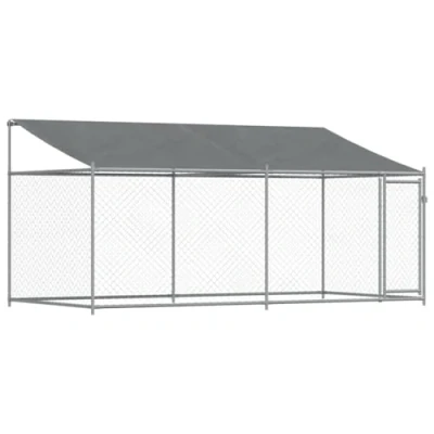 Abbildung von vidaXL Hundezwinger mit Dach und Tür Grau 4x2x2 m Verzinkter Stahl
