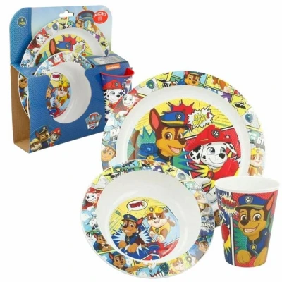 Abbildung von Paw Patrol Kindergeschirr Set Geschirr Frühstück 3 teilig Teller Schüssel Becher, Kunststoff