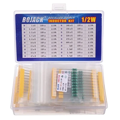 Abbildung von BOJACK 20 Werte 200 Stück induktoren 1 uH bis 4,7 mH 0,5 W Farbring 1/2 Watt Sortiments kit
